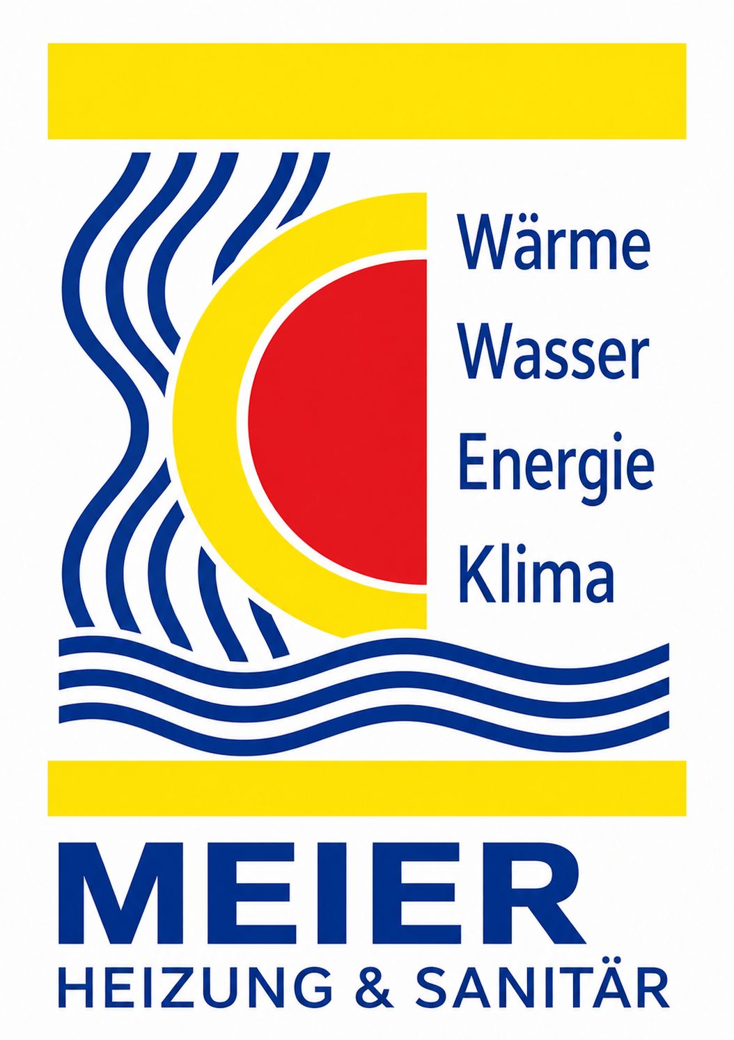 Historisches Markenzeichen MEIER Heizung & Sanitär – Wärme, Wasser, Energie, Klima